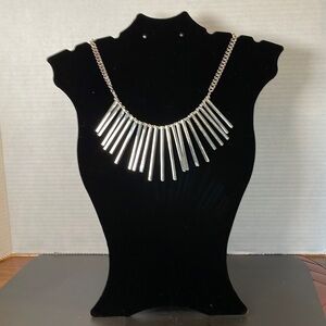 Silver Fashion Bib Necklace 3”Spike Necklace